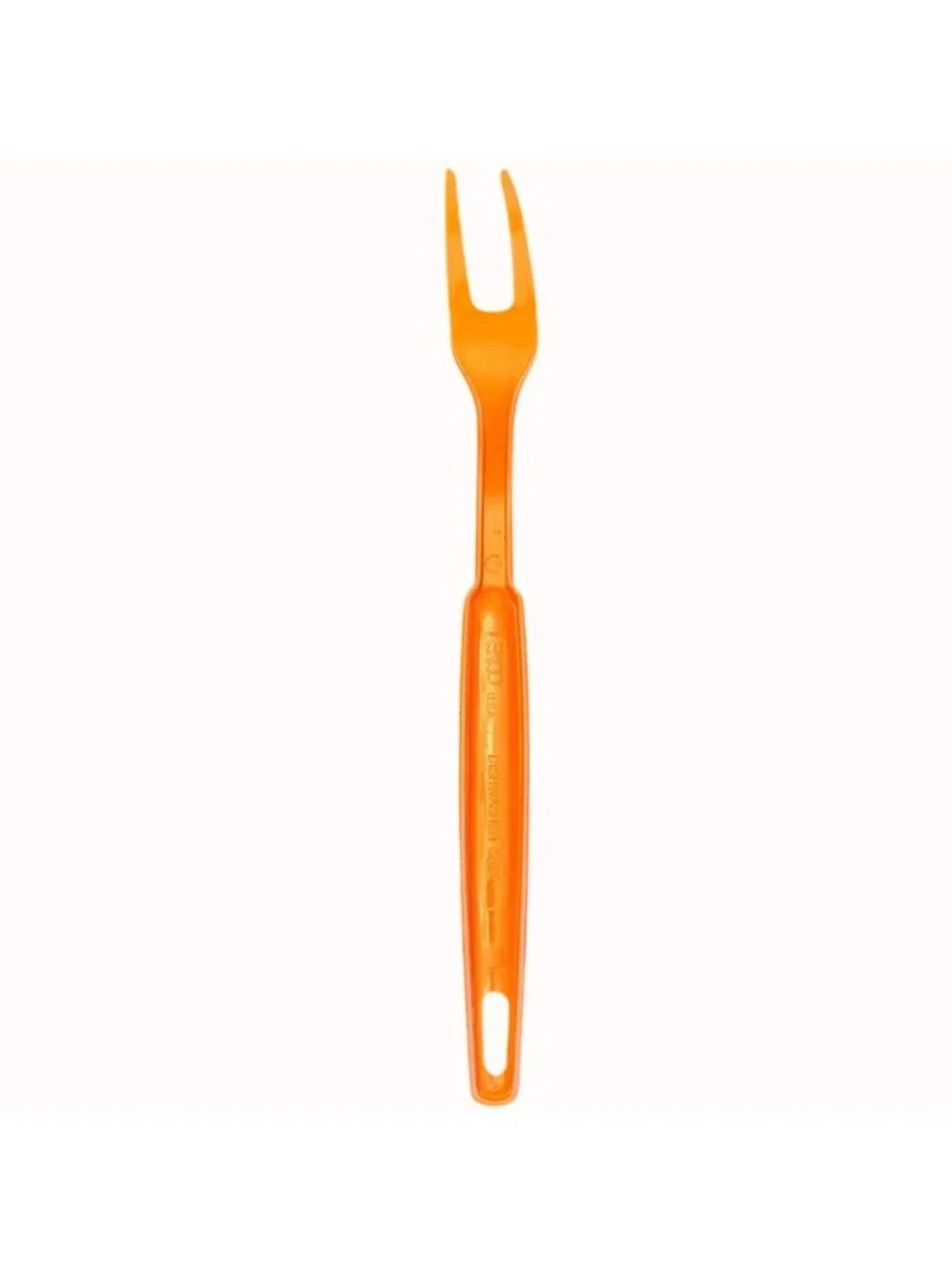 Vintage Ekco Meat Fork Orange Plastic Handle Retro MCM Kitchen Serving Utensil